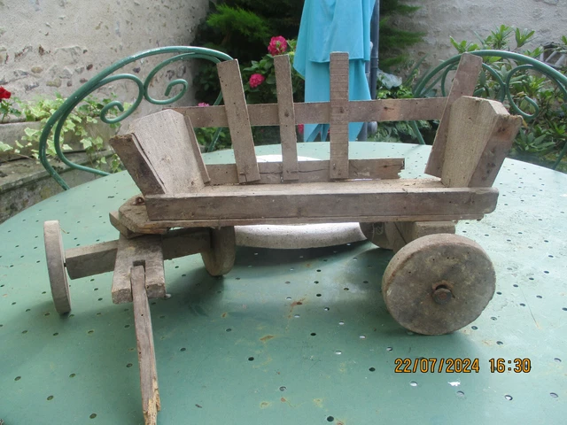 Jouet Ancien En Plastique Cheval Et Charrette - Années 50/60, Marque Toy Color, Occasion