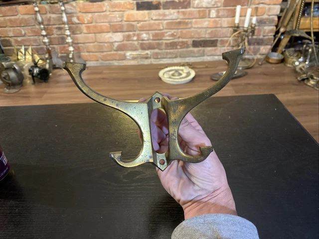 Antique Brass Plated Cast Iron Double Coat & Hat Hook, Patented 1908