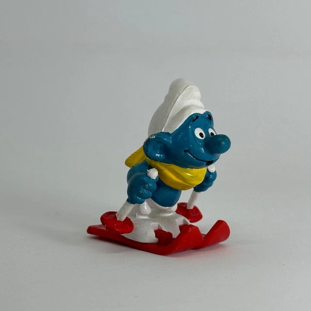 Figurine Schleich Schtroumpf Skieur 5,5 Cm - Occasion Bon état - Made In W. Germany