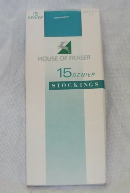 Vintage 80s Stockings Turquoise Blue House Of Fraser 15 Den Shoe Sz 4 7 New £6 00 Picclick Uk
