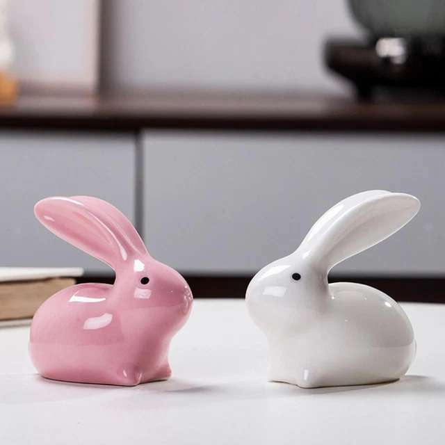 Ornement miniature de figurine de lapin en céramique, animaux d'art de statues