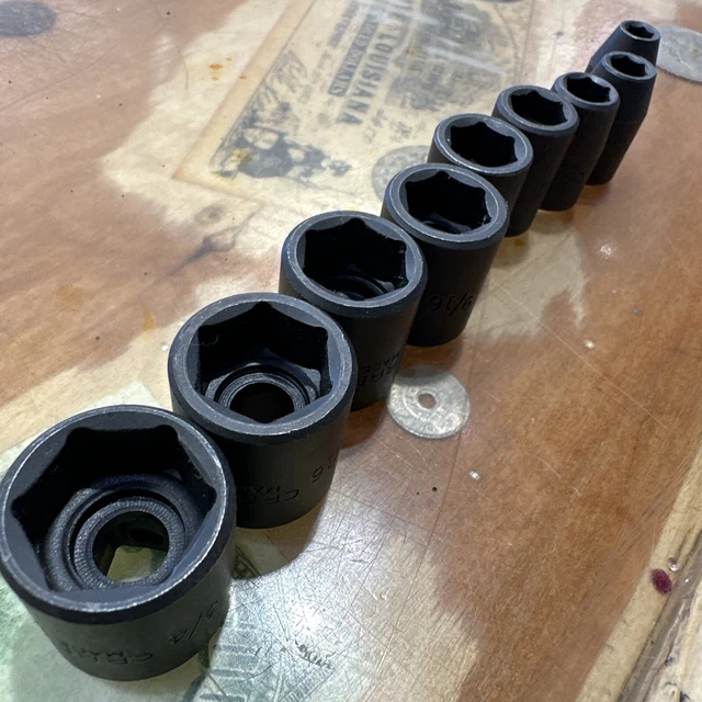 Craftsman USA 6 Point 3/8" Drive Shallow Socket  9pcs GK 19401-19409 1/4”-3/4”
