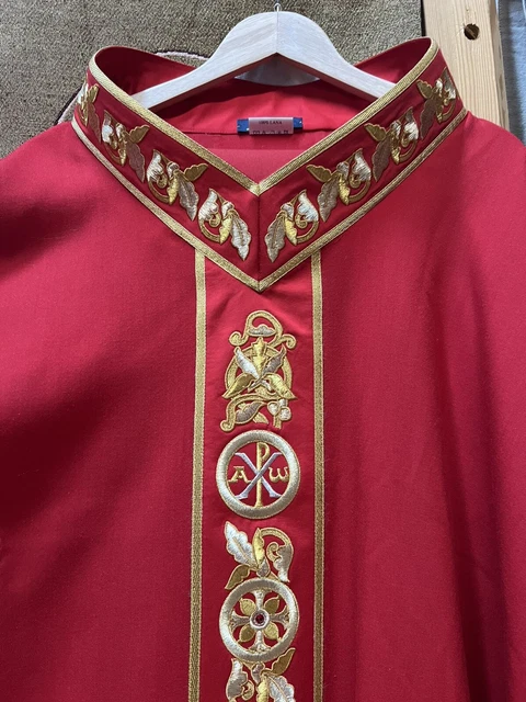 CASULA GOTICA ROSSA IN LANA - Made in Italy  nuova