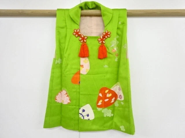 39039# Japanese Kimono / Antique Hifu Coat For Girls / Shell & Flowers