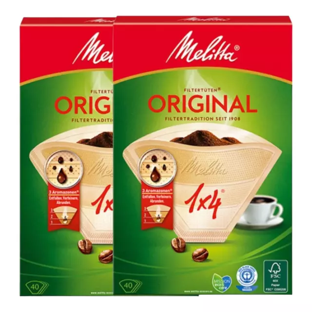 2 Packs of Melitta 40 Coffee Filter Papers (80 Papers) size No 4