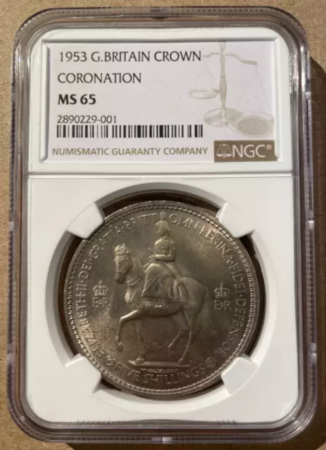 1953 Great Britain One Crown Coronation NGC MS 65 - Queen Elizabeth II