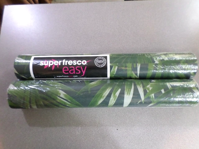 2 Rolls Super Fresco Wallpaper Elegant Leaves Green New