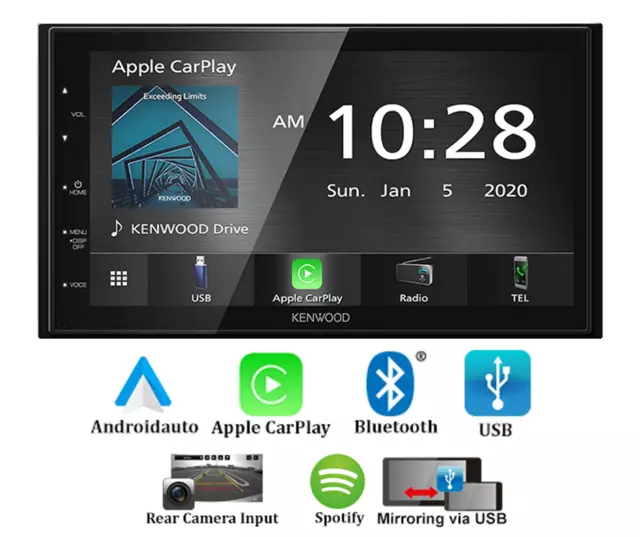 Kenwood 6.75" Touchscreen Apple CarPlay Android Auto Bluetooth Multimedia Stereo