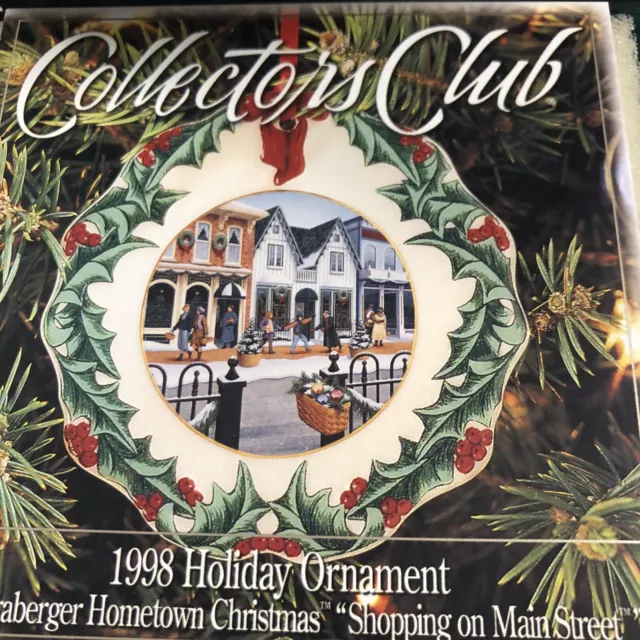 Longaberger Hometown Christmas Collectors Shopping On Mainstreet Ornament 1998 2