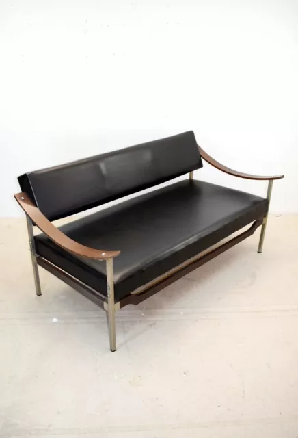 Italian Steel, Curved Plywood & Rosewood Sofa, 1960s 3