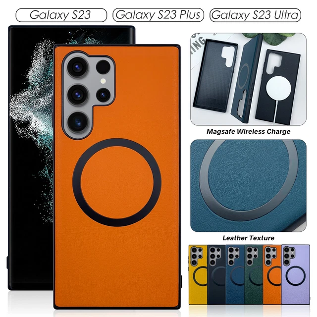 Leather MagSafe Magnetic Case For Samsung S23 Ultra S22 Plus Camera Lens Protect