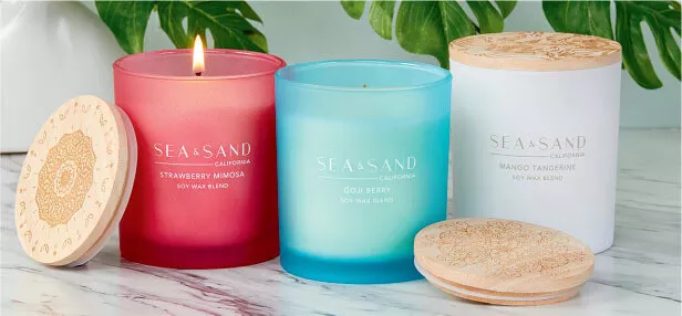 3 PACK SEA & SAND CALIFORNIA ESSENTIAL OILS SOY WAX BLEND CANDLES CANDLE  SET
