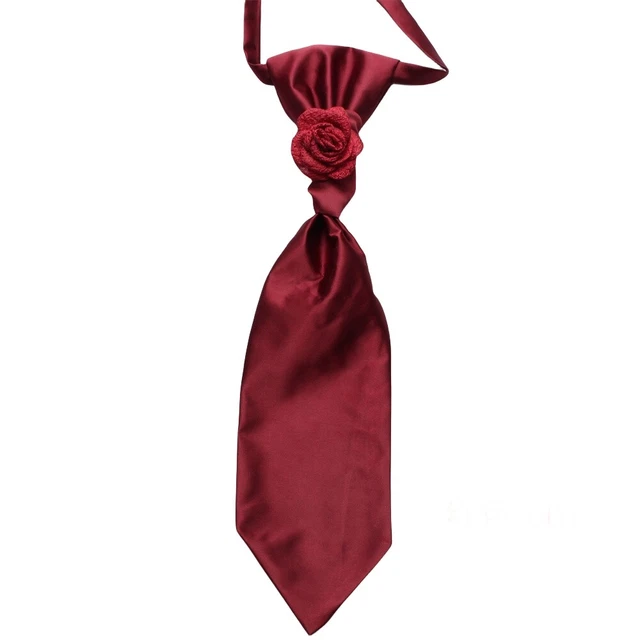 Women Solid Color Satin Cravat Rose Knot Pre-tied Necktie Adjustable Ascot Tie