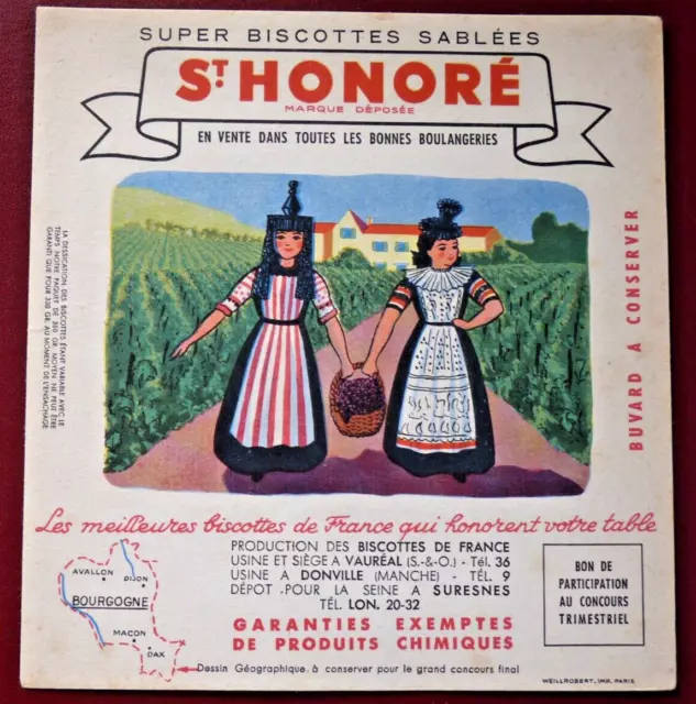 Buvard - Biscottes St Honoré - Régions - Bourgogne - Costume Folklore -