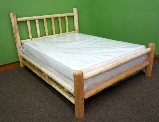 Premium Log Bed - Queen - Double Log Side Rails & Support Slats Incl