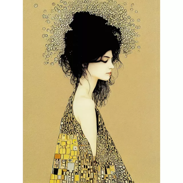 Klimt Style Woman in Multi Coloured Shawl Huge Wall Art Poster Print Giant