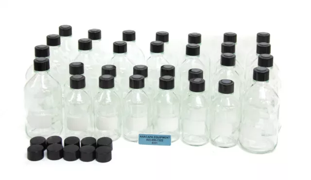 Wheaton 500ml & 250ml Glass Media Storage Bottles w/ Screw Cap LOT of 28 (8351)I