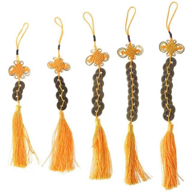 Chinese Knot Feng Shui Lucky Wealth 3/6/8/9/10 Coins For Home Car Hanging Tassel