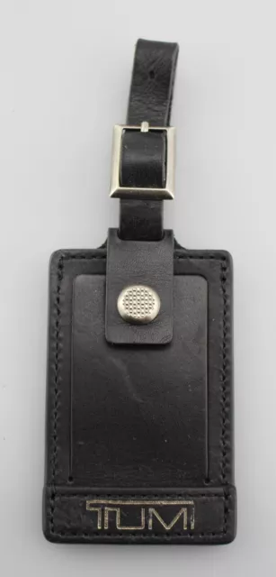 TUMI 'Alpha' Black / Silver Leather Luggage Tag - Medium