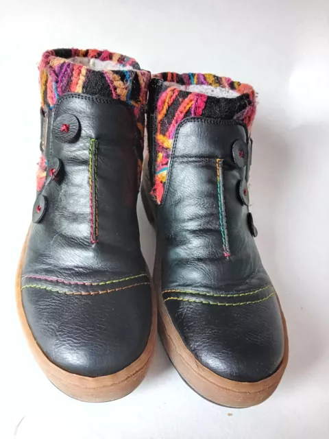 Reiker  Black  Ankle Boots with colour trim .  Women's  Size EU 40 (UK 6.5 - 7 )
