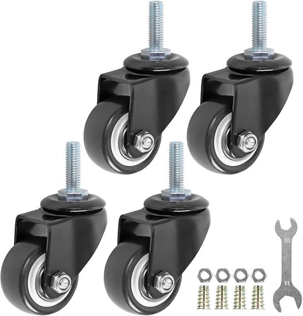Uoboeuq 1.5 Inch Swivel Caster Wheels PU 360 Degree Threaded Stem Caster Wheel x