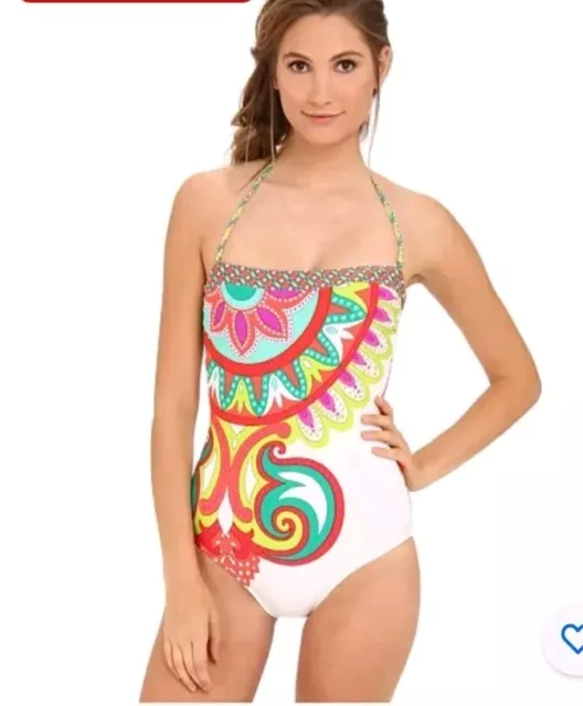 Trina Turk Multicolor Carnival One-Piece Bandeau Swimsuit