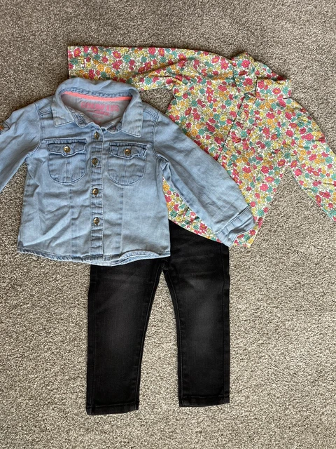 Lot of 3 Infant Baby Girls Outfit SET Size 12 Months NWT Jeans Carters Push Kosh