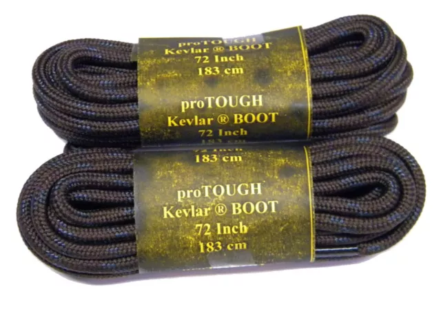 2 Pair Brown w/ Black Boot laces Shoestrings Round Heavy Duty made with Kevlar