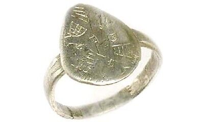 Byzantine Silver Ring Ancient Roman Greek Macedonia Engrave Abstract AD1200 Sz7¼