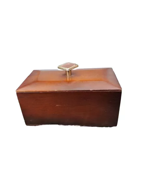 Vintage Wooden Tea Caddy Trinket Lidded Box