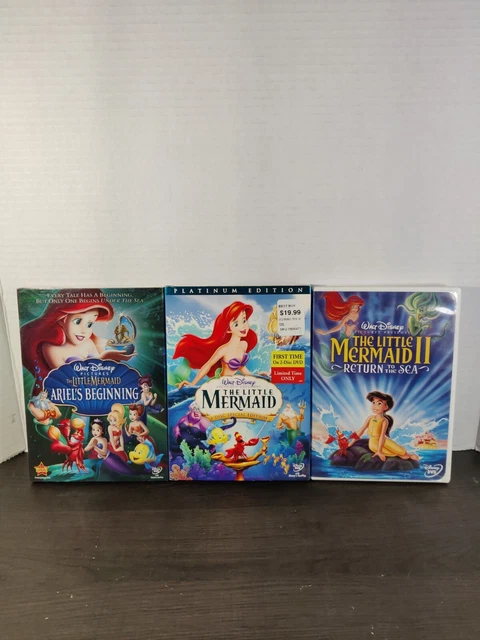 Walt Disney’s The Little Mermaid Lot 2 Disc Platinum Like New & Ariels Beginning