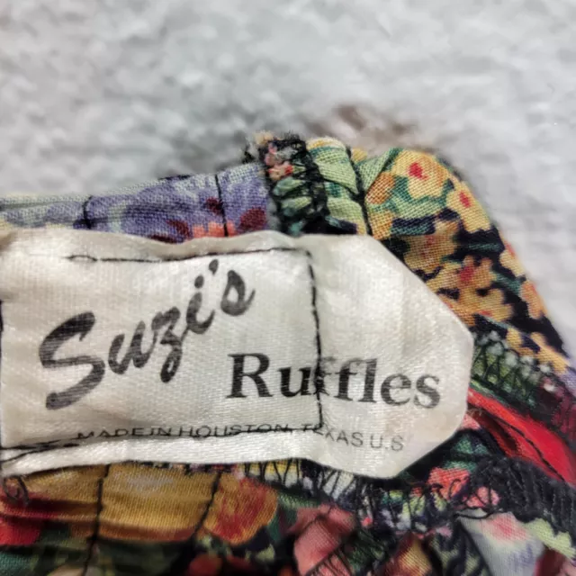 Vintage Square Dance Outfit Suzi’s Ruffle Set 2pc Top Skirt Floral Fruits Size L 3