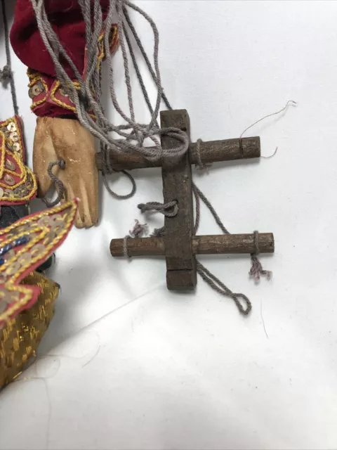 Burmese Asian Puppet Marionette Carved Wood Hand Painted Puppet Royal L5 7