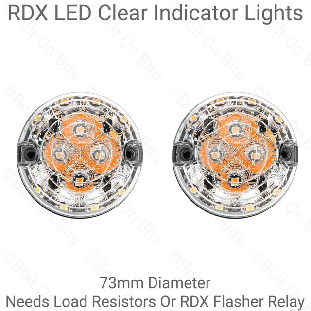 2x RDX LED Front-Seitenleuchten 73mm Für Land Rover Defender 90 & 110 – Upgrade-Kit