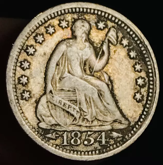 1854 Seated Liberty Half Dime 5C Arrows High Grade 90% Silver US Coin CC21610