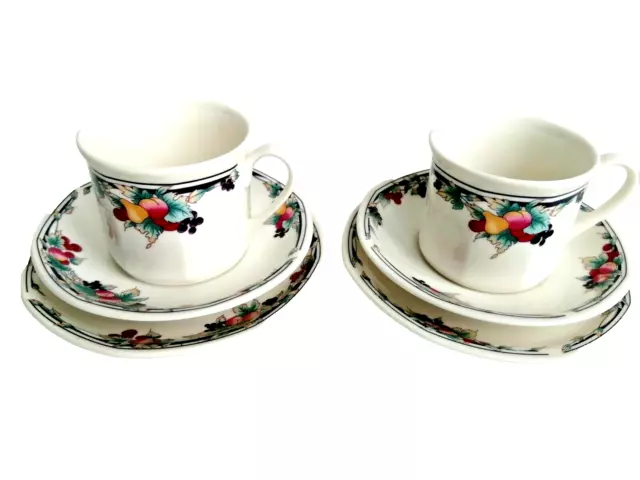 Pair Of Royal Doulton Autumn's Glory Fine China Tea Cup  Set Trio Vintage 2