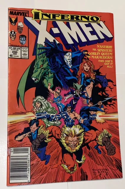 Uncanny X-Men #240, Vol 1, Inferno, Newsstand Marvel Comics Jan 1989