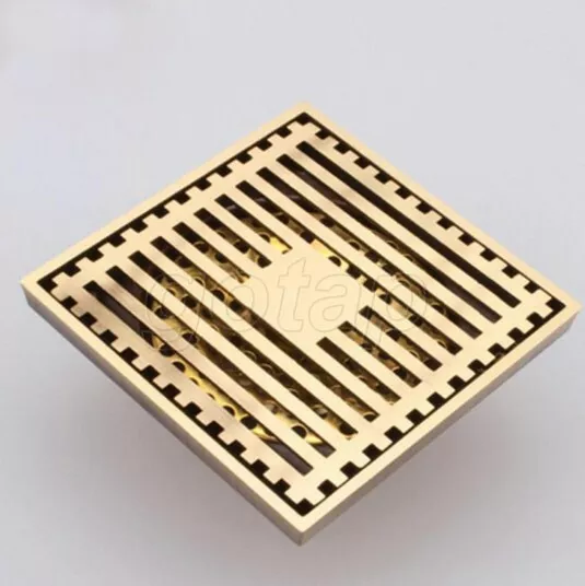 Carved Antique Brass Square Shower Drain Floor Waste Drain Cover Strainer Ghr026