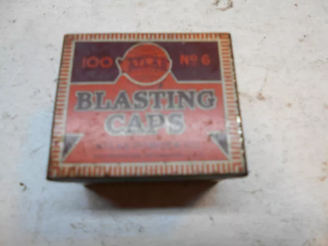 vintage Atlas no-6 blasting cap empty tin box