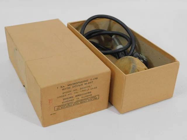 Shure T-17B Vintage Military Radio Microphone w/ Cover + Original Box (nice)