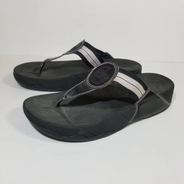 FitFlop Womens Walkstar Toe-Post Black Flip Flops Size 9 Style 1207 Sandals
