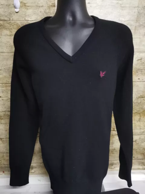 LYLE & SCOTT black lambswool V neck jumper medium