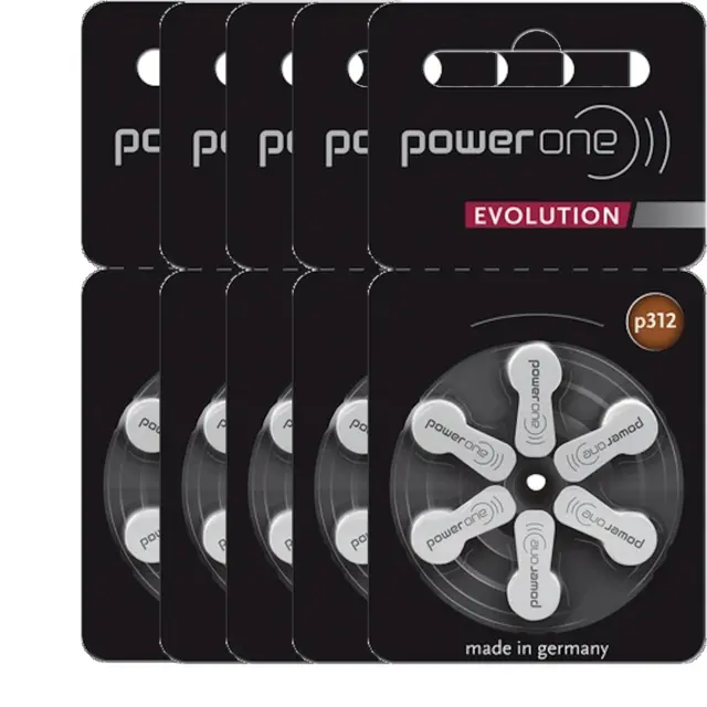 30 batterie per apparecchi acustici Varta Power One Evolution P312 1,45 V...