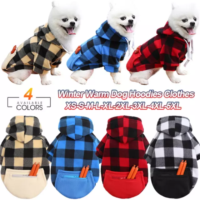 Pet Fleece Hoodie Clothes Puppy Dog Warm Jumper Sweater Coat Winter Soft Jacket