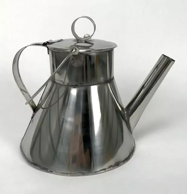 Civil War Coffee Boiler with Spout - Stainless "Tin" Camp Kettle - Large Size