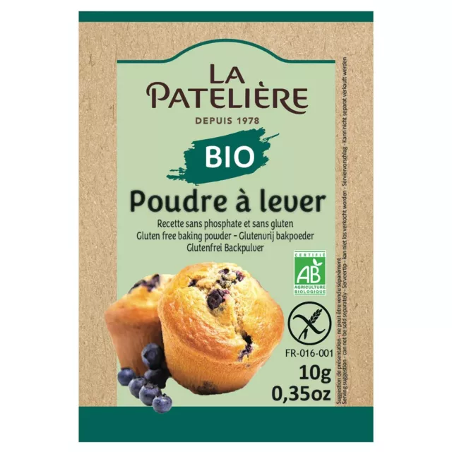 lot 3x8 Poudre à lever bio Poudre à lever bio sans gluten LA PATELLIERE