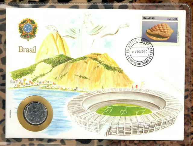 E Coins of All Nations Brazil 10 Cruzieros 1990 UNC