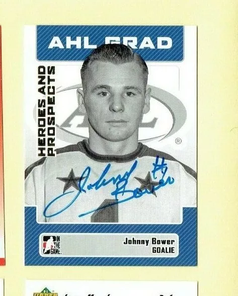 2008-09 ITG Heroes Hockey Card Autographed Toronto Maple Leafs Johnny Bower
