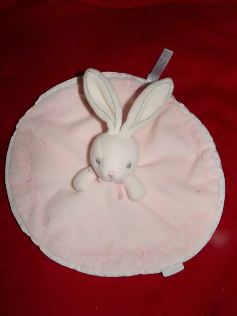 Doudou Plat Rond Kaloo Lapin Rose Bord Blanc Gris