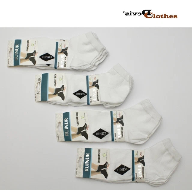 12 Paia Di Calzini Calze Corte Cotone Sport Fantasmini